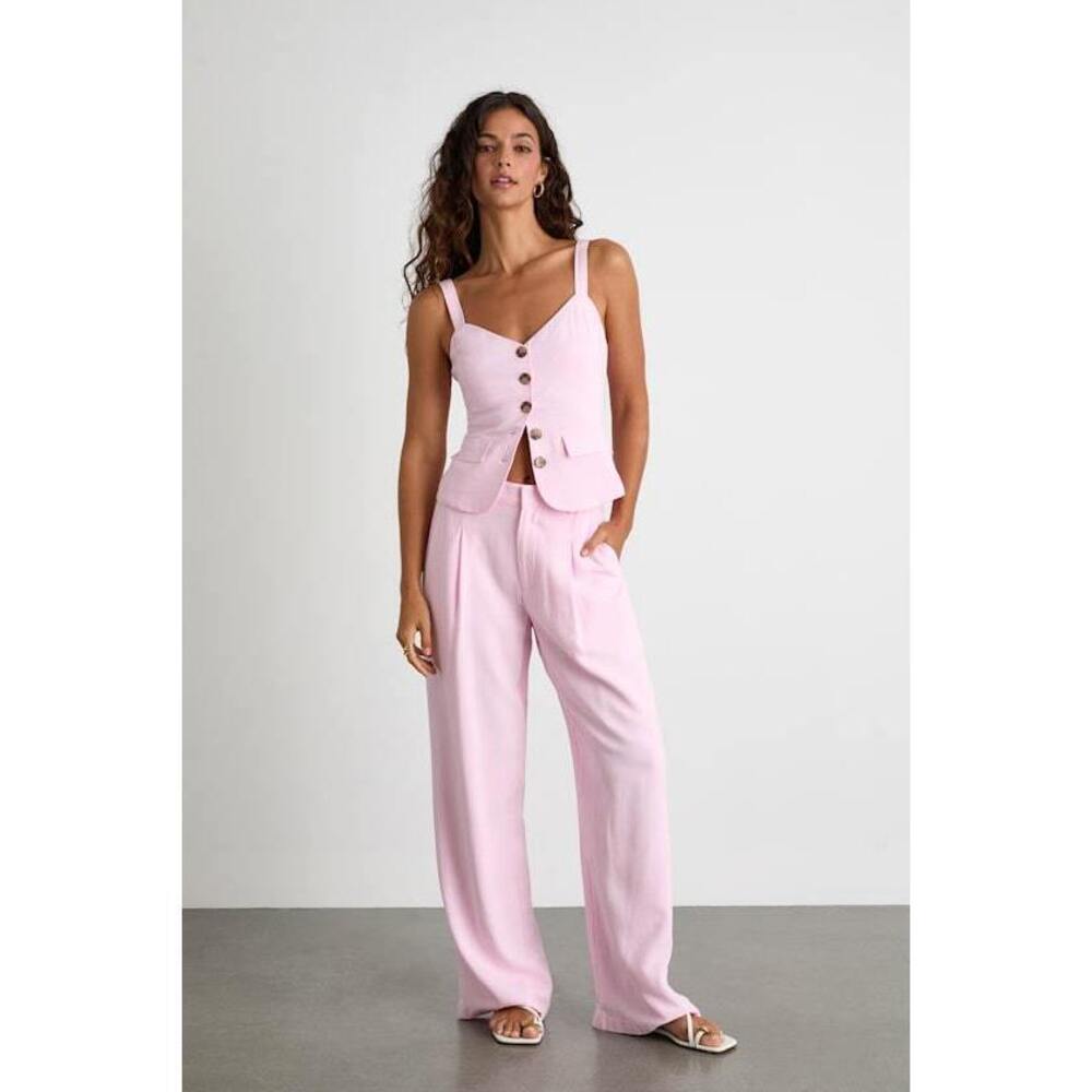 Lulus Tawny Light Pink Mid-rise Straight Leg Pants - Size S